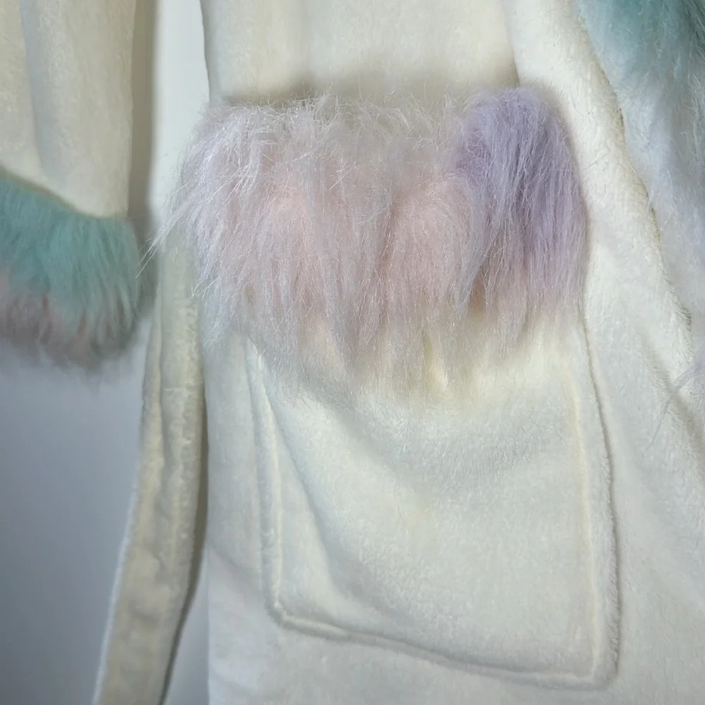 Pottery Barn Teen Unicorn Rainbow Faux Fur Robe - Picture 8 of 14